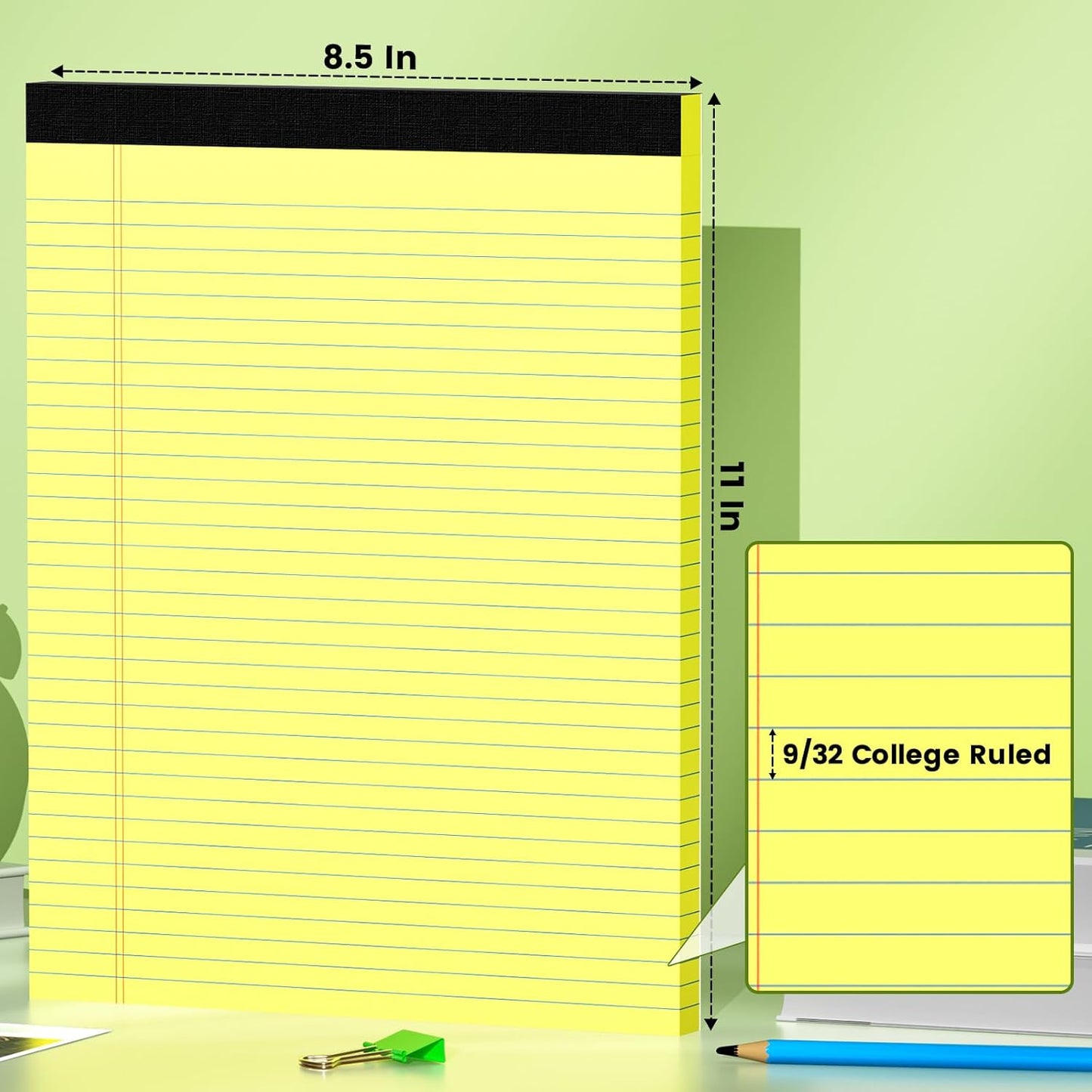 12pcs 5x8 Inch Yellow Note Pads Legal Pads, College Ruled Writing Legal Pads, 360 Sheets Total, Notepad for Students, Office & Home | Bulk Supply for Notes, Lists & Planning | Premium Quality Paper