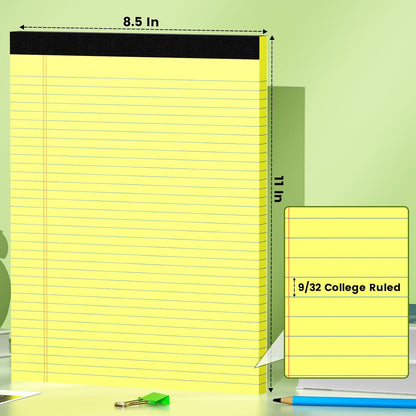 12pcs 5x8 Inch Yellow Note Pads Legal Pads, College Ruled Writing Legal Pads, 360 Sheets Total, Notepad for Students, Office & Home | Bulk Supply for Notes, Lists & Planning | Premium Quality Paper