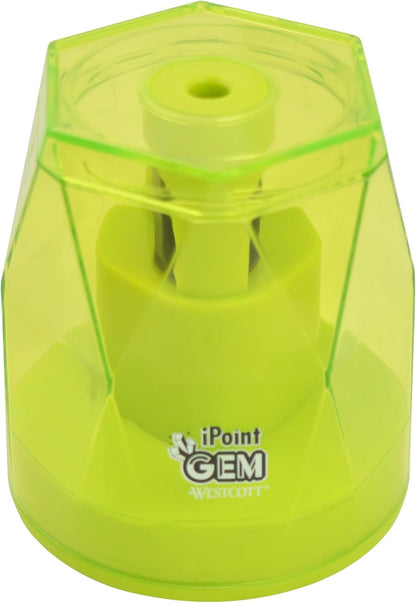 Westcott iPoint® GEM Battery Pencil Sharpener, Neon Green (00577)