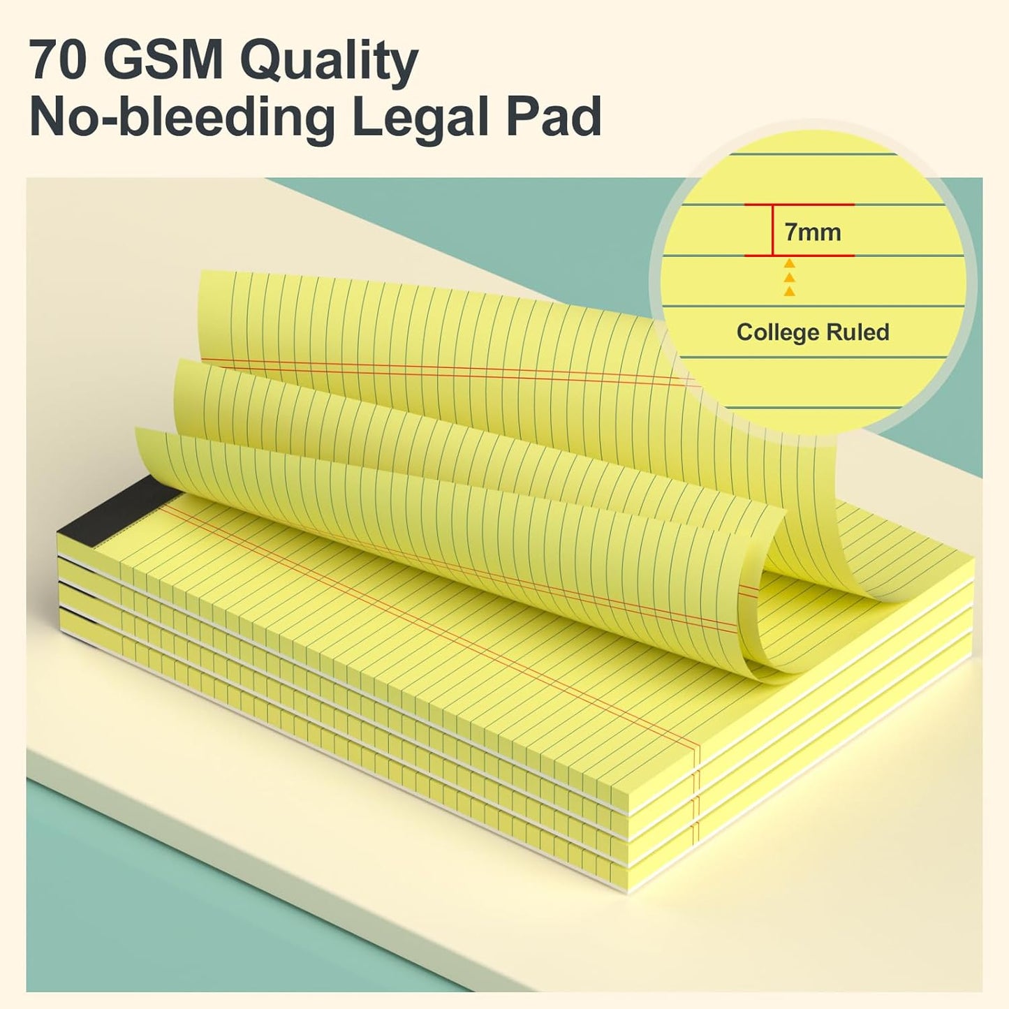 Note Pads 5x8, Narrow Ruled Legal Pad, Multicolor Small Notepads, 30 Sheet/notepad, 8 Pack Colored Legal Pads, Pink Legal Pad, Purple Notepad, Perforated Lined Note Pads for Study, Office, To-Do Lists