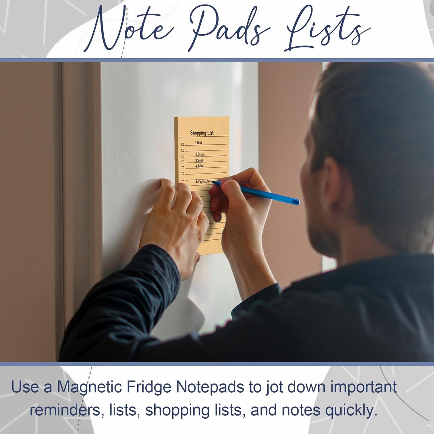 Utron 4 Pack Magnetic Notepads for Refrigerator, 50 Pages/BookGrocery List Magnet Pad for Fridge, Design Magnetic Grocery List Pad for Fridge, Grocery List Notepad, To-Do Memos, List