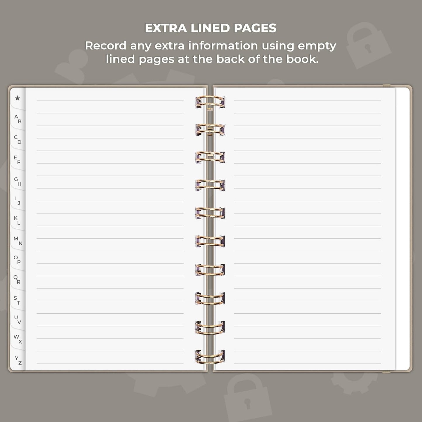 Clever Fox Password Book Spiral – Internet Address & Password Organizer with Laminated Alphabetical Tabs – Password Keeper Journal – Hardcover, Medium Size, 6.1x7.7” (Mystic Blue)