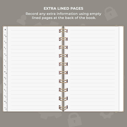 Clever Fox Password Book Spiral – Internet Address & Password Organizer with Laminated Alphabetical Tabs – Password Keeper Journal – Hardcover, Medium Size, 6.1x7.7” (Mystic Blue)