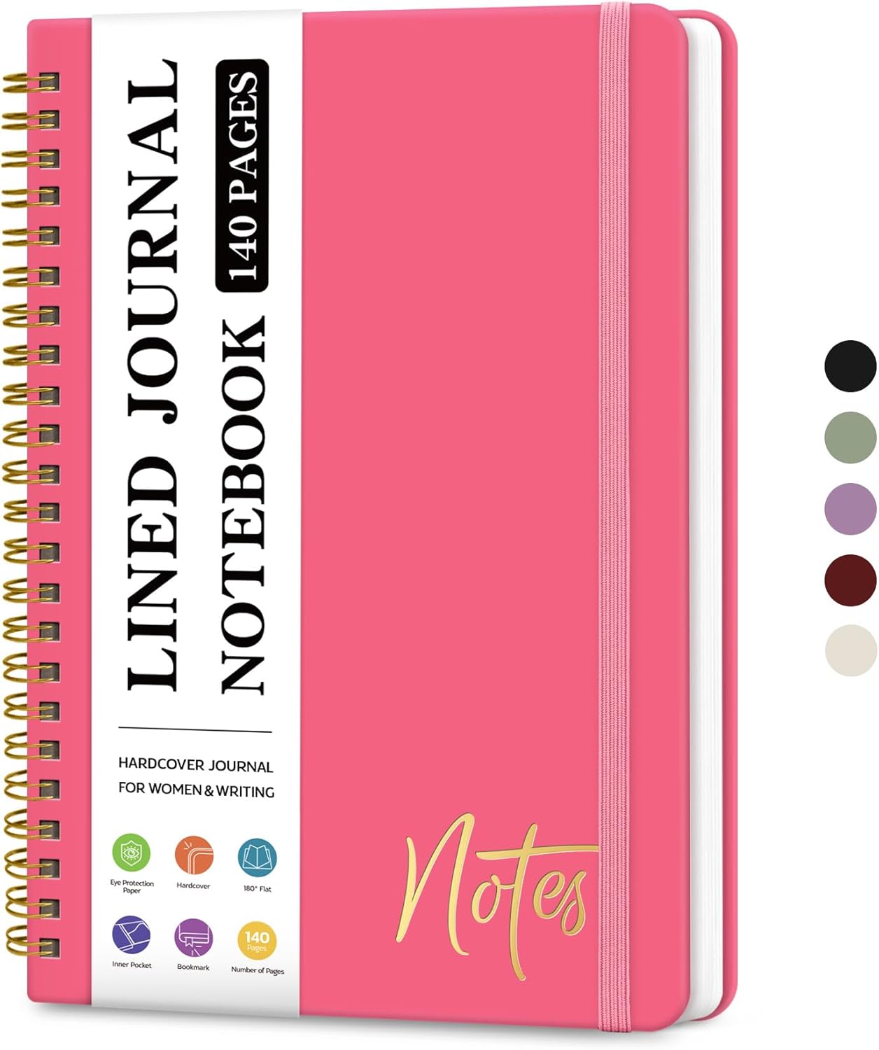 ZOTIA Lined Spiral Journal Notebook for Women, A5 College Ruled Journals for Writing, Hardcover Notebooks for Work, Note taking and Office School Supplies,140 Pages - Yellow