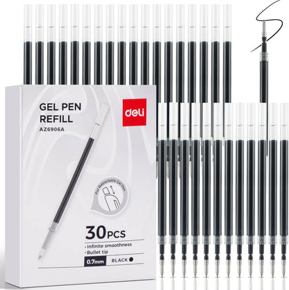 deli Gel Pens, 50 Pcs Retractable Pens Black Ink, Medium Point Pen 0.7mm, Smooth Writing, Fast Dry, No Bleed for Journaling Note Taking, Home School Office Supplies