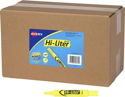 Avery Hi-Liter Desk-Style Highlighters, Smear Safe Ink, Chisel Tip, 12 Fluorescent Yellow Highlighters (24000)