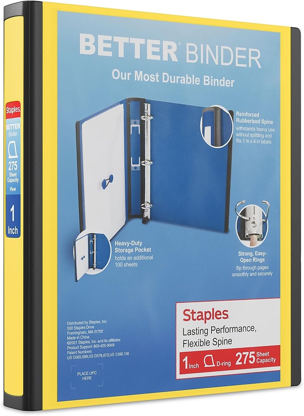 Staples Better Binder 2-Inch D-Ring View Binder, Reinforced Spine, Holds Up to 540 Sheets, Teal, for Office & School