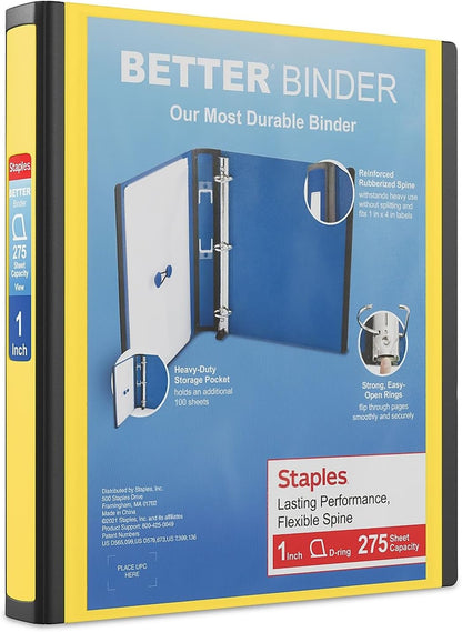 Staples Better Binder 2-Inch D-Ring View Binder, Reinforced Spine, Holds Up to 540 Sheets, Teal, for Office & School