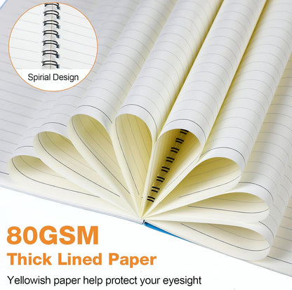 Eersida 20 Pack A5 Spiral Notebook College Ruled Spiral Notebook Bulk 5.5 x 8.3 Inch Hardcover Notepads Lined Travel Writing Journal Notepad, 50 Sheets 100 Pages(Black, Kraft)