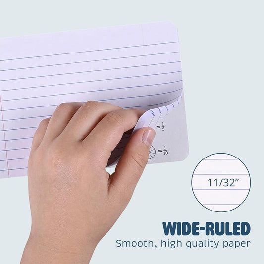 ROARING SPRING Junior Marble Composition Books, 12-Pack, Specially Sized 4.875"x7.5" for Smaller Users, 60 Sheets 15# White Wide Ruled Paper, Hard Board Covers, Black Marble (77125)