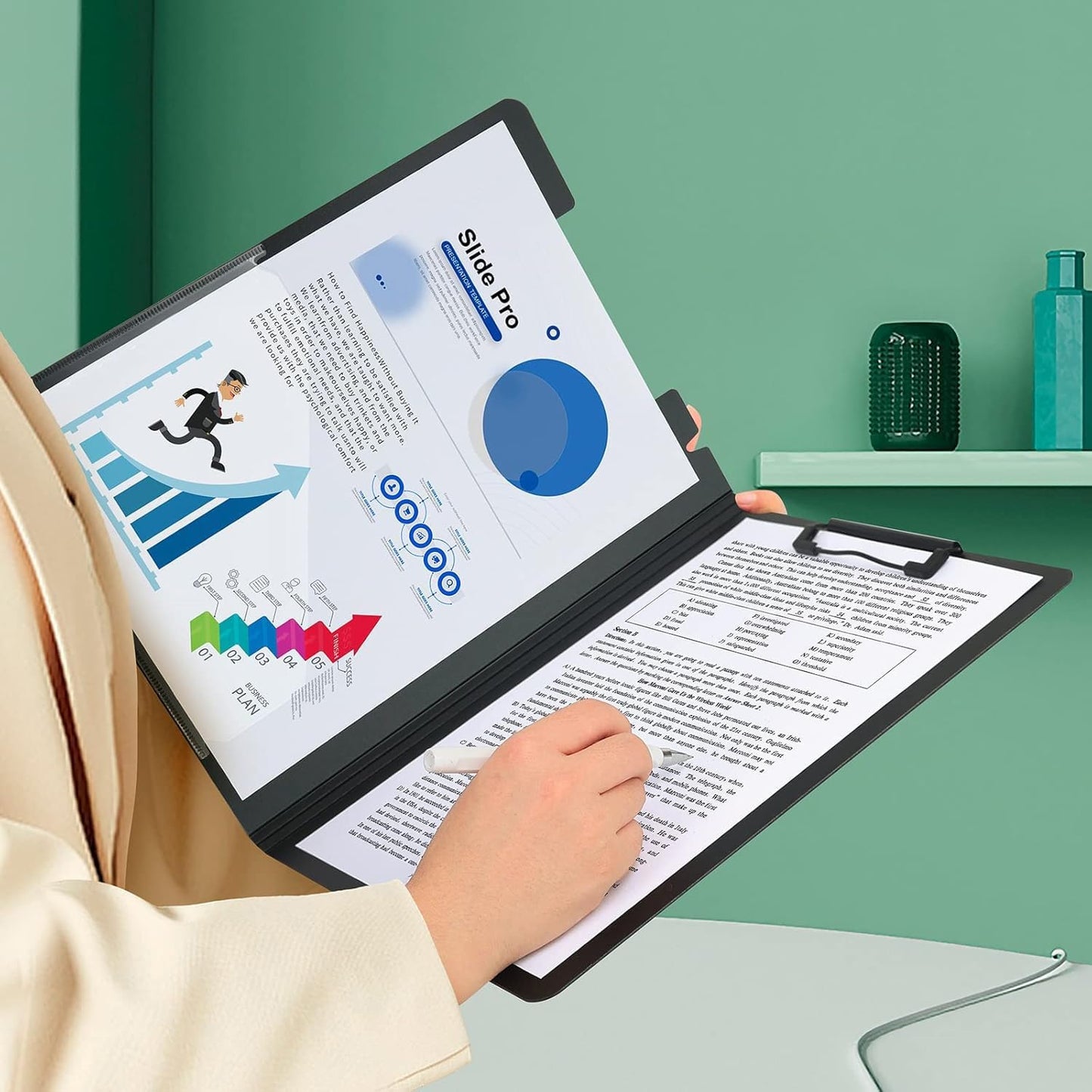 A4 Clipboard Folder,10 Pack Foldable Clipboards with Pocket for Business,Office,School or Restaurant (Black)