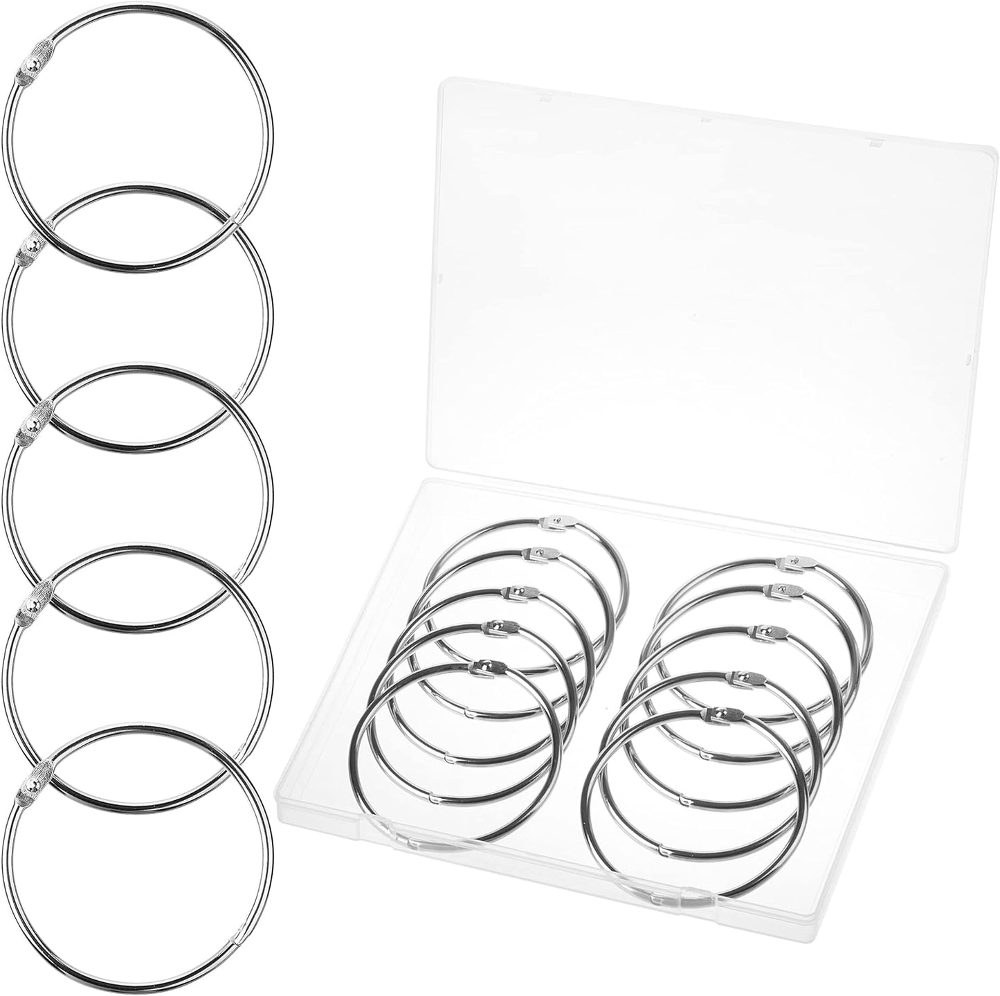 Mr. Pen- Loose Leaf Binder Book Rings, 5 Assorted Sizes (0.6", 1", 1.2", 1.5",2"), 36 Pack, Metal Binder Rings for Index Cards, Keychains, School, Home, Office, Silver