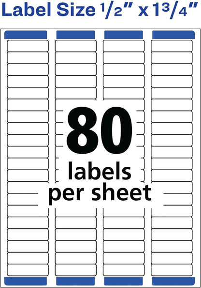 Avery Printable Return Address Labels with Sure Feed, 0.5" x 1.75", White, 8,000 Blank Mailing Labels (05167)