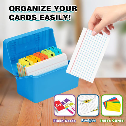 H4D 3x5 Index Card Holder with 100 Heavyweight Ruled Index Cards and 25 Plastic Dividers, Black