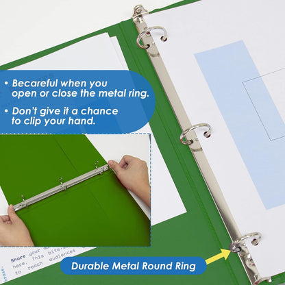 BAZIC Products 3 Ring Binder - Green, Economy View Binder with Clear Overlay Cover and Round Rings, Organizer for School Office Home Use, 0.5-inch Capacity Holds 100 Sheets Paper, 1-Pack