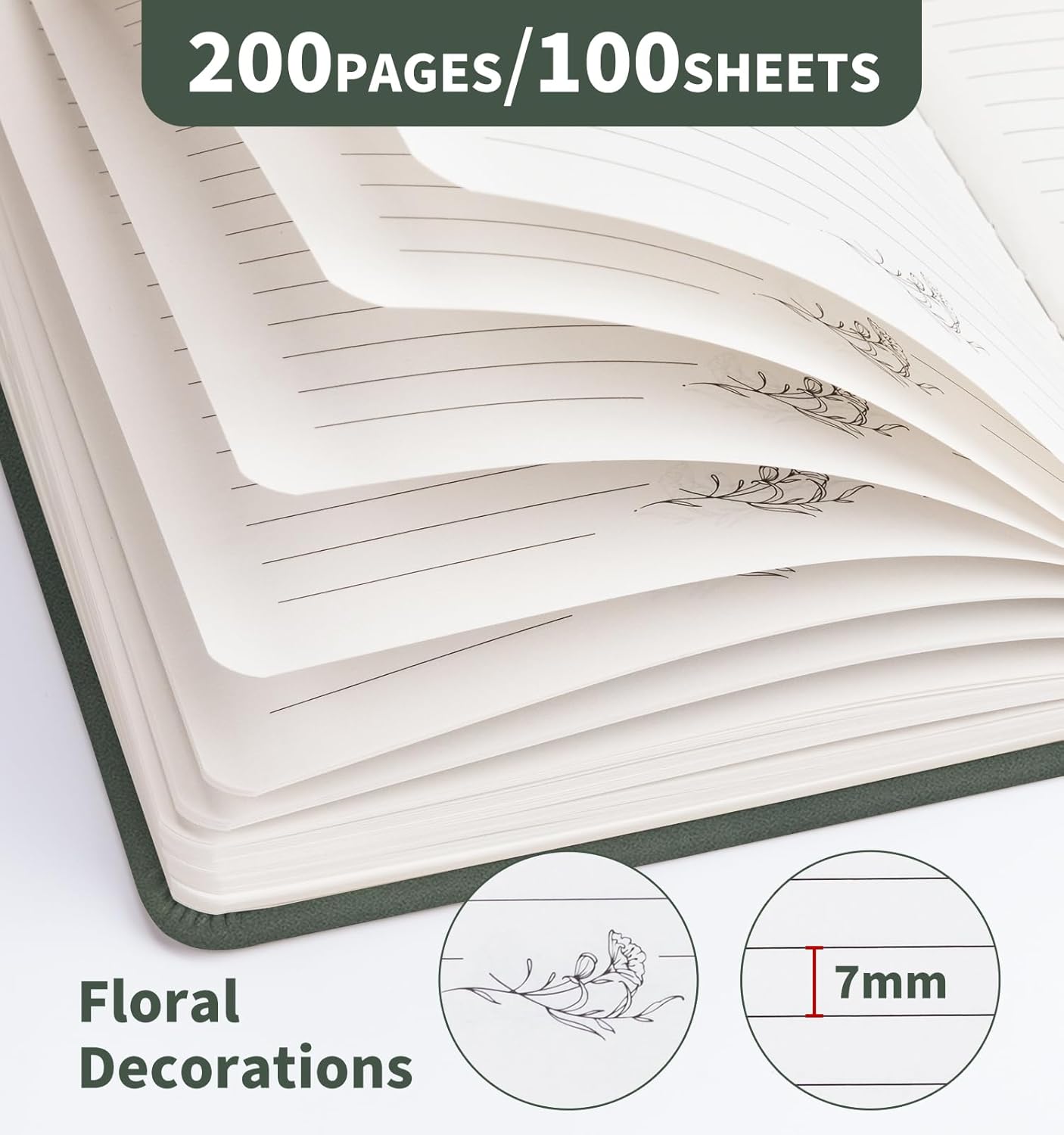 Lined Journal Notebook for Women Men, A5 Hardcover Leather Journals for Writing, 200 Pages Thick Paper, Daily Journal Notebook for Work, School, Note Taking, Business, Travel, College Ruled