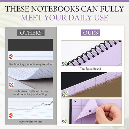MotiMind 10 Pack 8.5" x 11" Top Spiral Notebook with 3 Hole Punched Morandi Colors Legal Pads College Ruled Notepad 50 Sheets Hard Cardboard Paper Wirebound Notepad for Office School Business