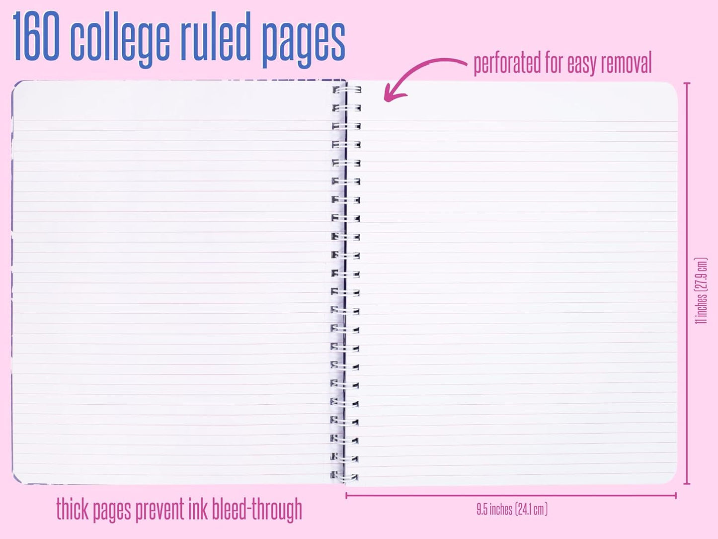 Lilly Pulitzer Large Blue Hardcover Spiral Notebook, 11" x 9.5" with 160 College Ruled Pages, Cabana Cocktail