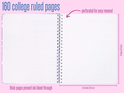 Lilly Pulitzer Large Blue Hardcover Spiral Notebook, 11" x 9.5" with 160 College Ruled Pages, Cabana Cocktail