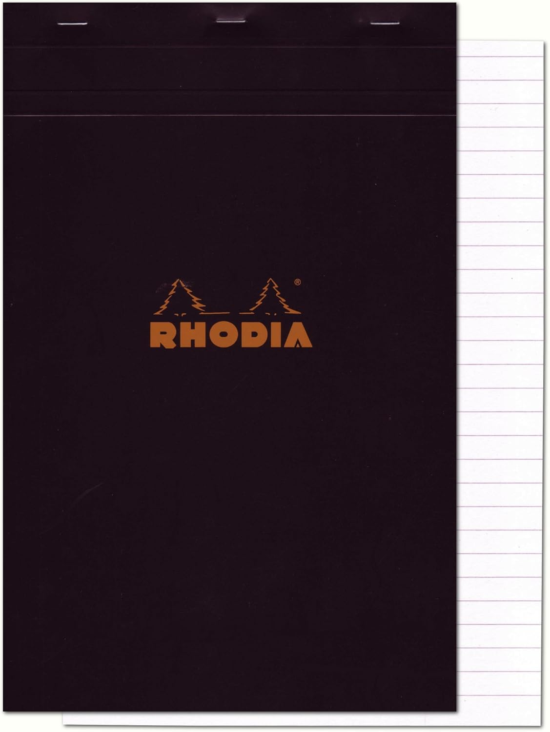 Rhodia Head Stapled Pad No16 A5, Ruled + Margin, 148x210mm-Black