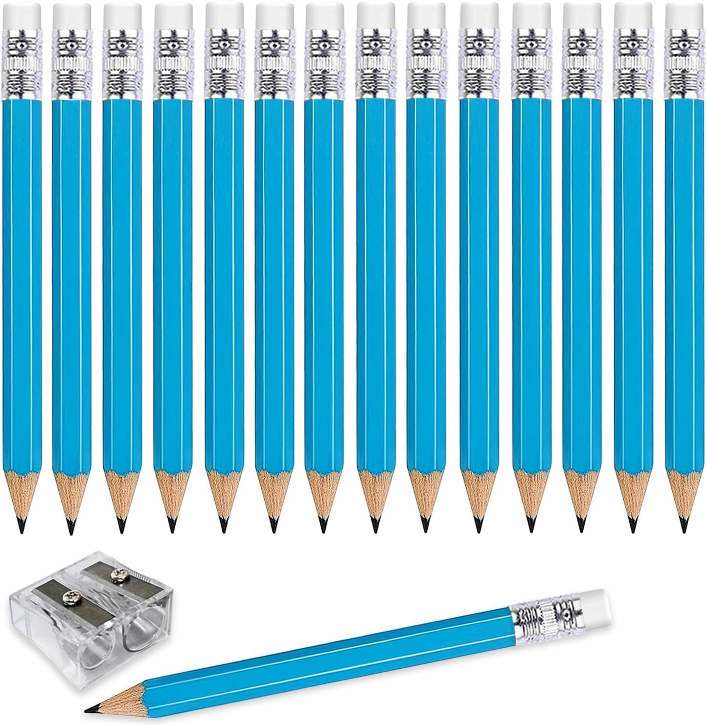 Adhere 25pcs Golf Pencils with Eraser Pre sharpened Hexagon half Wooden Pencils Graphite 2B for Golf Event Scoring,Classroom,Wedding,Company Meetings,Pew, Pocket (Nature)