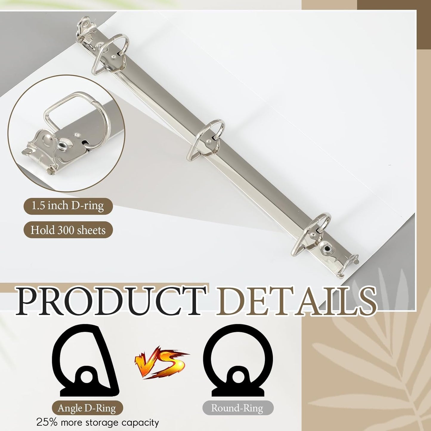 8 Pcs 3 Ring Binders Rings Heavy Duty View D Ring Binders Economy Holds 11" x 17" Paper for Artwork Blueprints, Office, Home, Work Places(White,3 Inch)