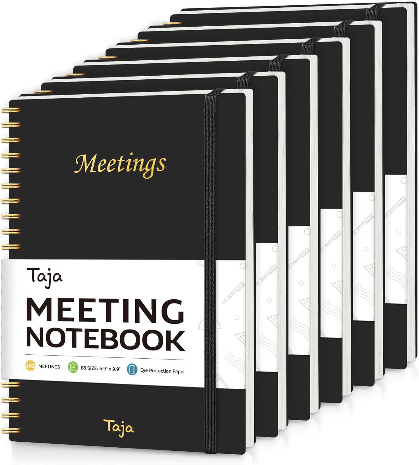 Taja Meeting Notebook for Work Organization - Work Planner Notebook with Action Items, Agenda Planner for Note Taking, 160 Pages (6.9" X 9.9") Project Organizer for Men & Women - Blue