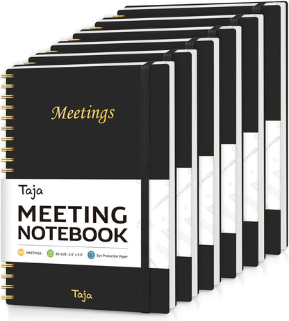 Taja Meeting Notebook for Work Organization - Work Planner Notebook with Action Items, Agenda Planner for Note Taking, 160 Pages (6.9" X 9.9") Project Organizer for Men & Women - Blue