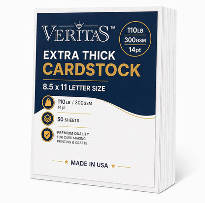 Veritas White Cardstock 8.5 x 11”, 110LB Index/199GSM Heavyweight Card Stock, 100 Sheets, Thick Cardstock Printer Paper for Copy, Printing, Art Projects, Invitations, Made In USA