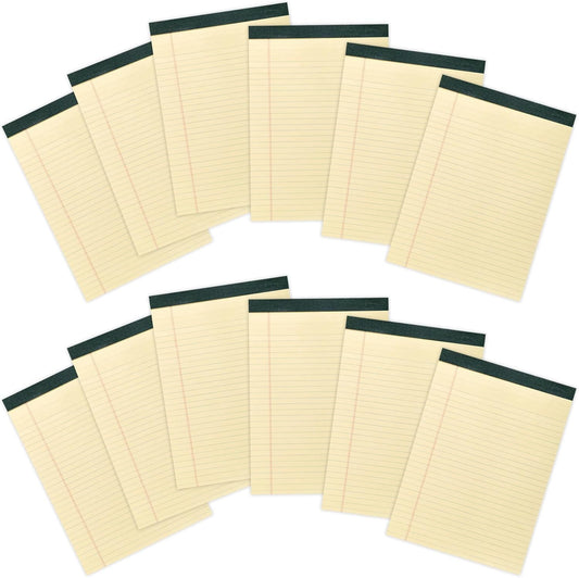 Roaring Spring Recycled Legal Pads, 12-Pack, 40 Sheets of 15lb Canary Paper, 8.5"x11.75", Legal Ruled, Perforated EZ Removal