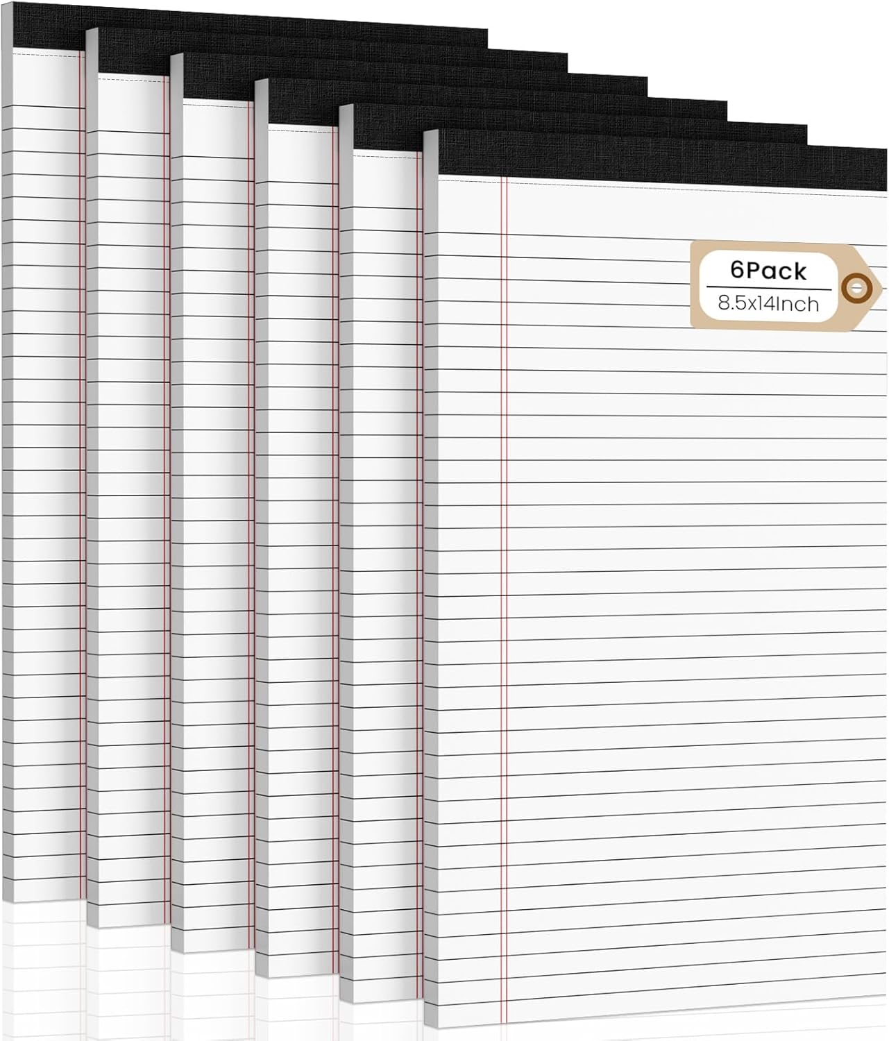 Legal Pads 8.5 x 14 Note Pads, 6 Pack Writing Pads Wide Ruled Notepads, Micro Perforated Notepad, Double-Side Printed Lined Paper Pads 30 Sheets per Notepad, White Legal Pads for Home, Office, School