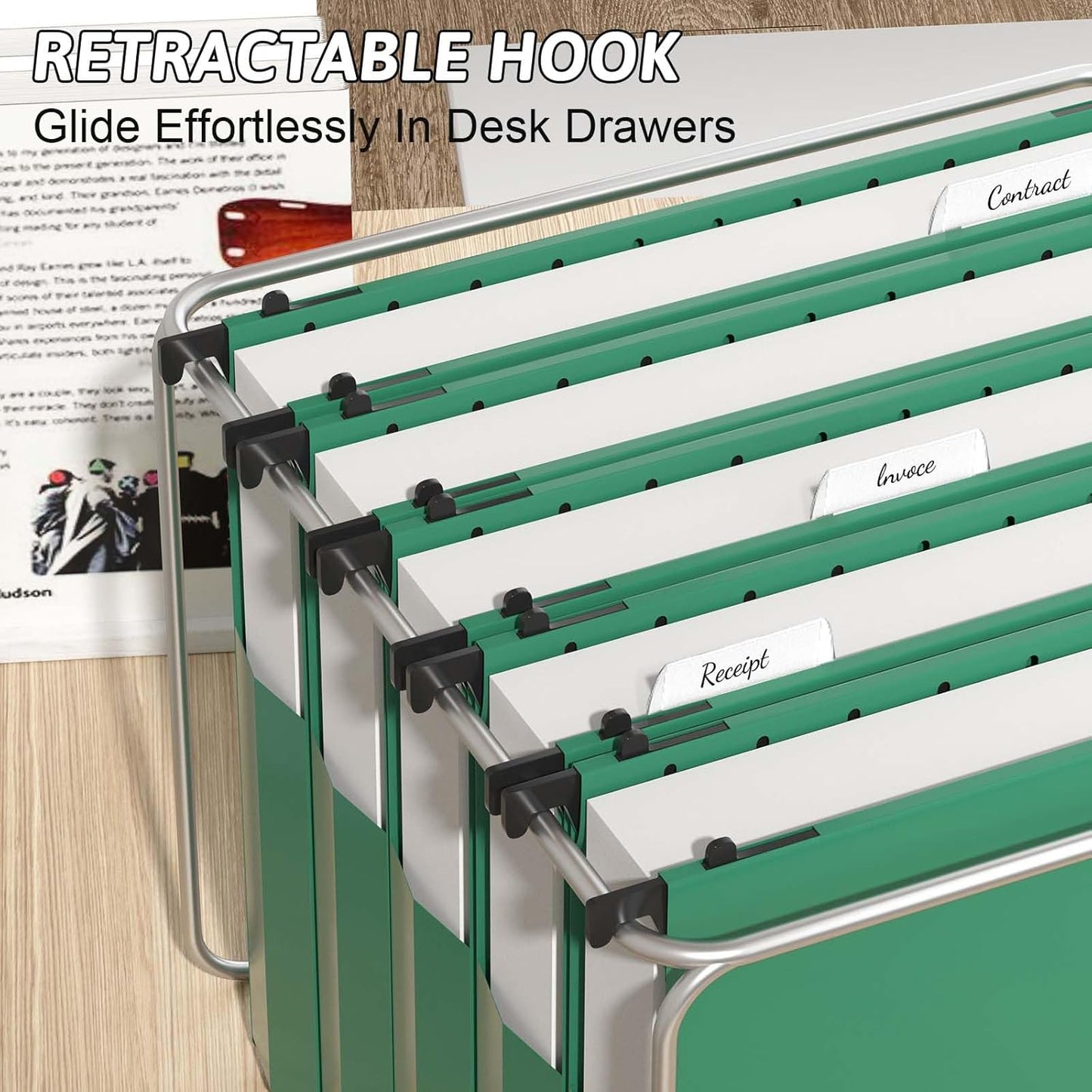 Plastic Extra Capacity Hanging File Folder Letter Size,12 Pack Reinforced Expandable Hanging Folders,Heavy Duty 2 Inch Expansion,Adjustable Tabs,Hanging Organizer Designed for Bulky Files(Gray)