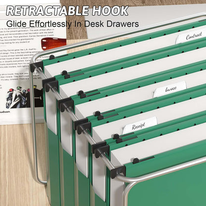 Plastic Extra Capacity Hanging File Folder Letter Size,12 Pack Reinforced Expandable Hanging Folders,Heavy Duty 2 Inch Expansion,Adjustable Tabs,Hanging Organizer Designed for Bulky Files(Gray)