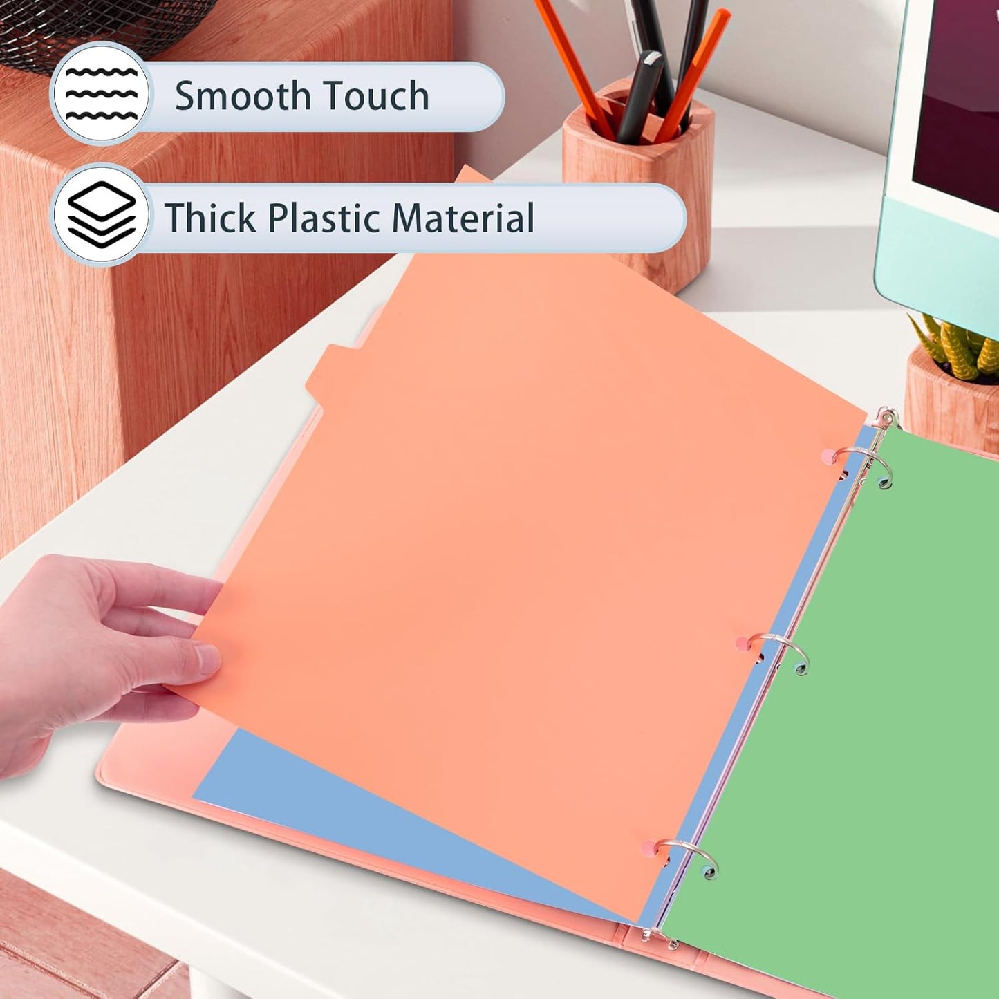 24Pcs/3 Sets Binder Dividers for 3 Ring Binder,8 Tab Binder Plastic Page dividers with Tab,8TAB Set,Multicolor