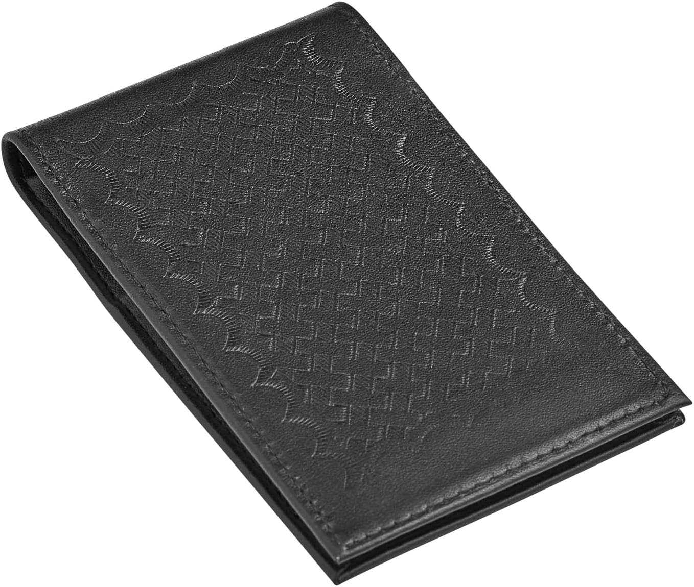 D&K Black Leather Basketweave Notepad Holder for 3x5 Memo Pads, Refillable Pocket Notebook with Wallet for Law Enforcement, Investigator, Security Officer Gifts, EDC Case, Includes Small Flip Note Pad
