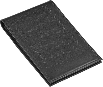 D&K Black Leather Basketweave Notepad Holder for 3x5 Memo Pads, Refillable Pocket Notebook with Wallet for Law Enforcement, Investigator, Security Officer Gifts, EDC Case, Includes Small Flip Note Pad