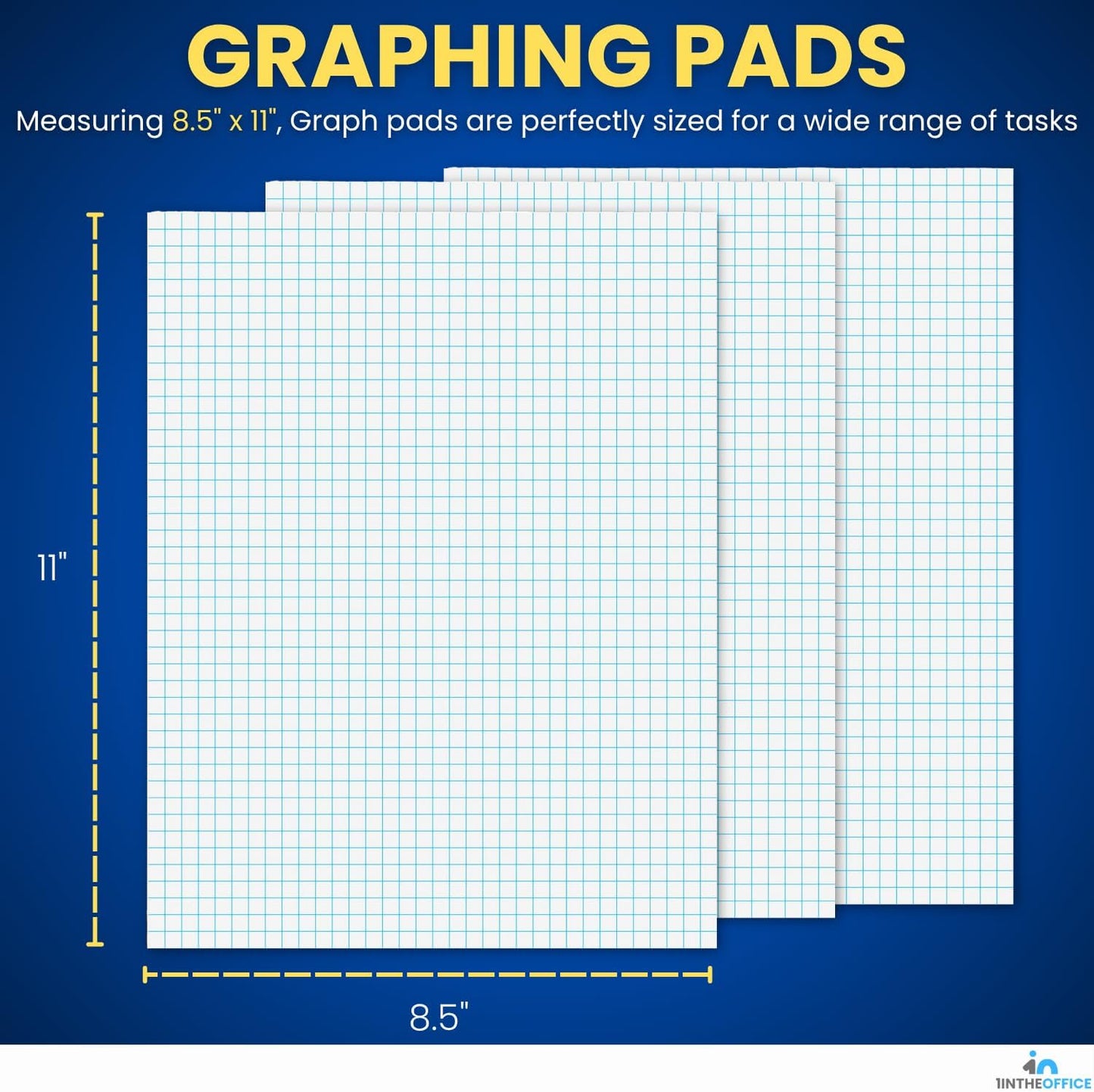 1InTheOffice Graph Paper Pads, Quadrille Ruled Writing Pad White Economy, 8 1/2" x 11 3/4" - 12/Pack