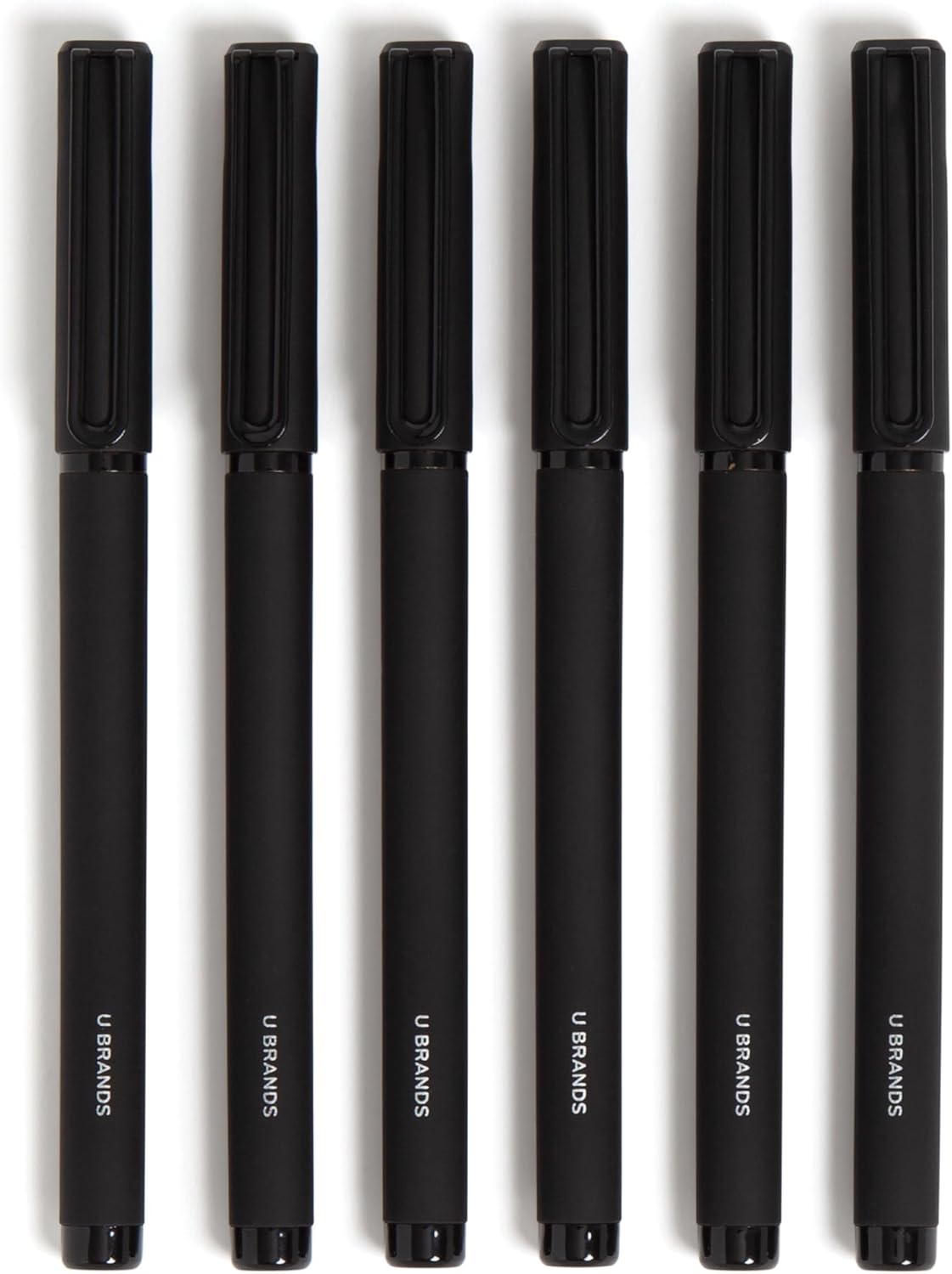U Brands Catalina Felt Tip Pens, Pen Set of 6 Black Ink Pens, Soft Touch Midnight Black, Medium (0.7 mm) Point