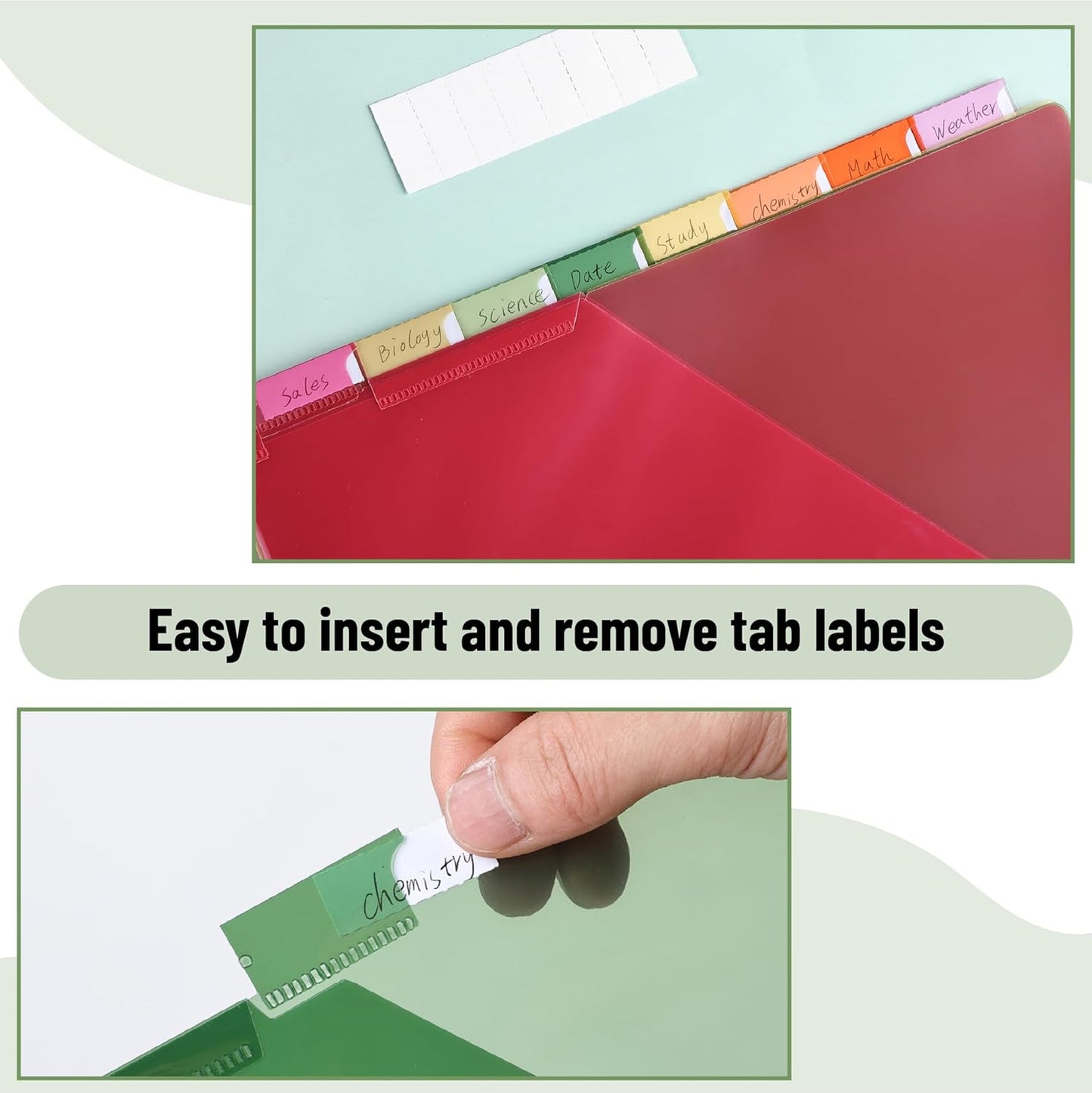 Mr. Pen- Binder Dividers with Pockets and Tabs, 1 Set, 8 Tabs/Set, Colorful, 3 Ring Binder Dividers with Tabs and Pockets on Both Sides