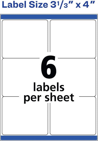Avery Printable Shipping Labels with Sure Feed, 3-1/3" x 4", White, 150 Blank Mailing Labels (5264)