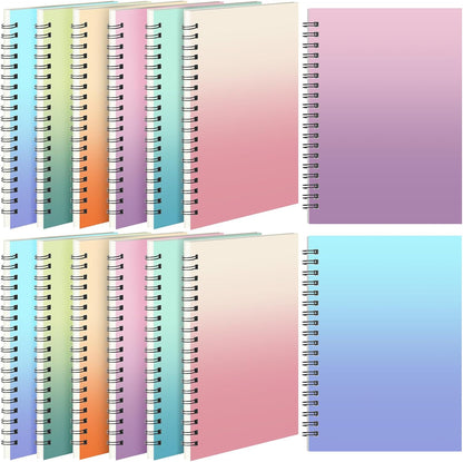 Leelosp 12 Pack Small Spiral Notebook Lined Spiral Journal College Ruled Notebook Wire Bound Kraft Cover, 120 Pages for Work (Multicolor,5.5 x 8.3 Inch)