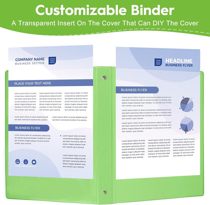 CIXILDTS 1-Inch Round Ring Binders, Standard 3 Ring Binder Fit Letter Size Paper, Presentation View Binders, 6 Packs, Assorted