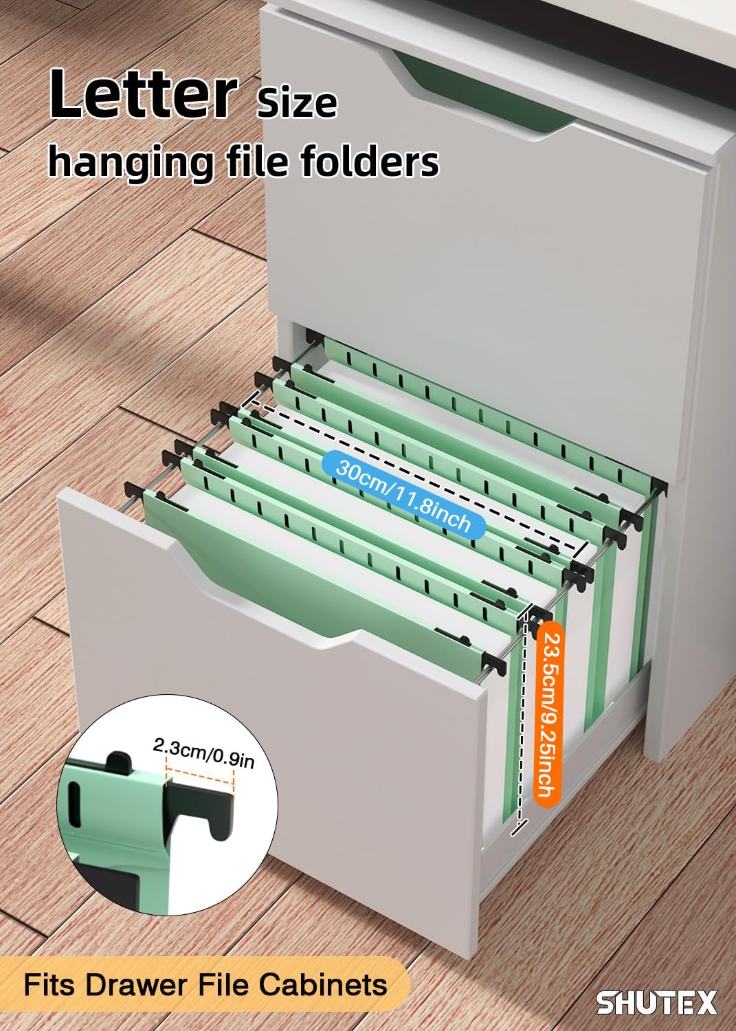 Shutex Extra Capacity Plastic Hanging File Folders,12 Pack Reinforced Hang Folders,Heavy Duty 2 Inch Expansion,Plastic Filing Cabinet Folders,Letter Size,Designed for Bulk Files, Medical Charts,Blue