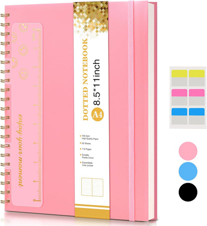 Spiral Notebook Journal 8.5” x 11”, A4 Large Pink Notebooks for Women Men, College Ruled Lined Journal, 100 GSM Paper, Plastic Hardcover Spiral Bound Journals for Work School Note Taking Business