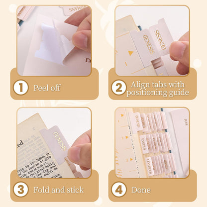 Laminated Bible Tabs, Gold Foil Embossed Lettering Bible Chapter Index Tabs for Women Men, Reposition Large Print Sticky Labels, Easy to Read and Apply, 105Chapters Labels for Easy Navigation (Black)