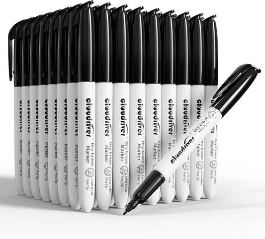 cloudriver Dry Erase Markers Ulta Fine Tip, 72 Pack Black Whiteboard Marker, 0.7mm, Low Odor, For Office And Home
