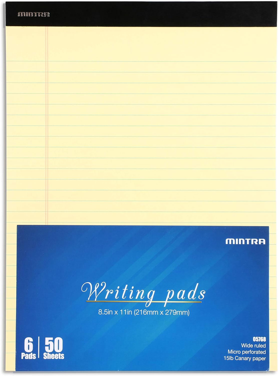 Mintra Office White Legal Pads – Ruled Notepads and Micro-Perforated Sheets, Ideal for Writing, Note-Taking & Creativity, Office, or Professional Use, Basic Pad 6 pack, 8.5"x11" (Narrow Ruled)