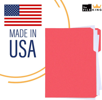 The File King 1/3 Cut File Folders Letter Size - 100 Pack | Manilla Folders 8.5 x 11 | Assorted 3 Tabs | Heavy Duty 11-Point Fiber | Made in USA | Undercut Front Style | Easy Labeling & Organization