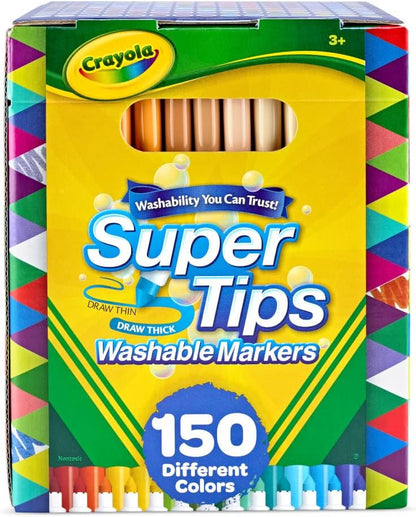 Crayola Super Tips Marker Set (100ct), Fine Point Washable Markers, Drawing Markers for Kids & Adults, Create Thick & Thin Lines, Art Supplies, Ages 3+