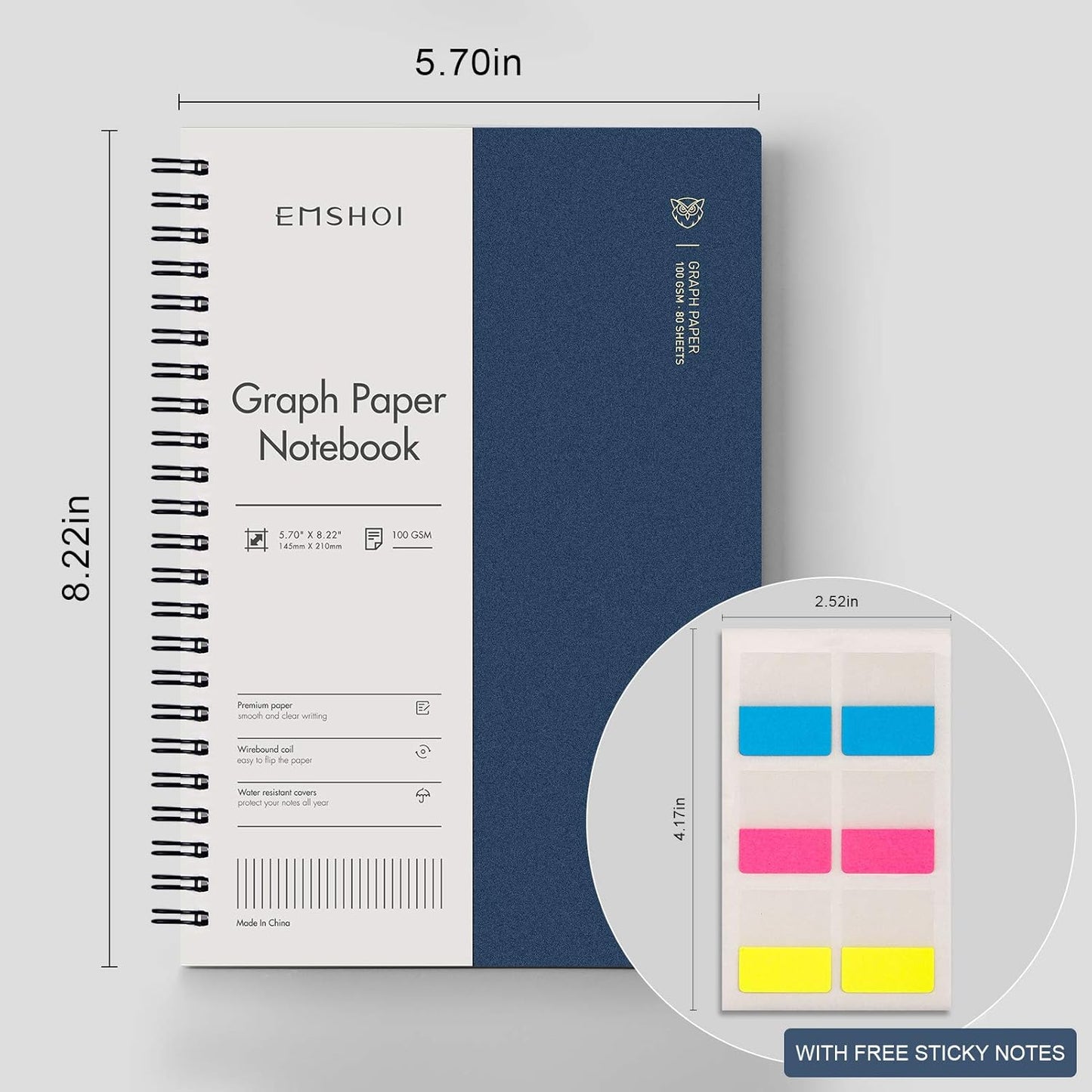 EMSHOI Dotted Journal Spiral Notebook 5.7" x 8.22" - 4 Pack 640 Pages 100gsm Thick Paper, A5 Dot Grid Notebook, Plastic Hardcover Dotted Notebook for Journaling Writing